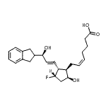 structure of CAS# 246246-19-5, (5Z)-7-{(1R,2R,3S,5S)-2-[(1E,3R)-3-(2,3-Dihydro-1H-Inden-2-Yl)-3-Hydroxy-1-Propen-1-Yl]-3-Fluoro-5-Hydroxycyclopentyl}-5-Heptenoic Acid;- -9,15,D<wbr>IHYDROXY-<wbr>11-FLUORO<wbr>-15- -16,<wbr>17,18,19,<wbr>20,PENTAN<wbr>OR-5,13-P<wbr>ROSTADIEN<wbr>OICACID;(5Z, 13E)<wbr>-(9S,11S,<wbr>15R)-9,15<wbr>,dihydrox<wbr>y-11-fluo<wbr>ro-15-(2-<wbr>indanyl)-<wbr>16,17,18,<wbr>19,20,pen<wbr>tanor-5,1<wbr>3-prostad<wbr>ienoic ac<wbr>id;[1R-[1α(Z<wbr>),2β(1E,3<wbr>S*),3β,5α<wbr>]]-7-[3-F<wbr>luoro-5-h<wbr>ydroxy-2-<wbr>[3-hydrox<wbr>y-4-[2-(2<wbr>,3-dihydr<wbr>o-1H-inde<wbr>nyl)]-1-b<wbr>utenyl]cy<wbr>clolpenty<wbr>l]-5-hept<wbr>enoic acid