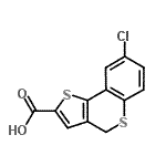 structure of CAS# 255395-56-3, 8-Chloro-4H-Thieno[3,2-c]Thiochromene-2-Carboxylic Acid;4H-THIENO<wbr>[3,2-C][1<wbr>]BENZOTHI<wbr>OPYRAN-2-<wbr>CARBOXYLI<wbr>CACID, 8-<wbr>CHLORO-;8-CHLORO-4H-BENZO[B]THIENO[2,3-D]THIINE-2-CARBOXYLICACID