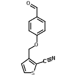structure of CAS# 256471-05-3, 3-[(4-Formylphenoxy)Methyl]-2-Thiophenecarbonitrile;3-((4-formylphenoxy)methyl)thiophene-2-carbonitrile;MFCD00115160;ZINC00165319