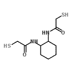 structure of CAS# 257641-01-3, N,N'-1,2-Cyclohexanediylbis(2-Sulfanylacetamide);(±)-trans-1,2-Bis(2-mercaptoacetamido)cyclohexane;ACETAMIDE<wbr>,N,N'-(1R<wbr>,2R)-1,2-<wbr>CYCLOHEXA<wbr>NEDIYLBIS<wbr>[2-MERCAP<wbr>TO-, REL-