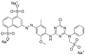 CAS#: 25904-59-0， Trisodium 3-[[4-[[4-Chloro-6-[Phenyl(Sulphonatomethyl)Amino]-1,3,5-Triazin-2-Yl]Amino]-5-Methoxy-o-Tolyl]Azo]Naphthalene-1,5-Disulphonate