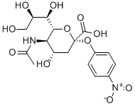 structure of CAS# 26112-88-9, 2-O-(4-Nitrophenyl)-alpha-D-N-Acetylneuraminic Acid;(2S,4S,5R,6R)-5-Acetamido-4-Hydroxy-2-(4-Nitrophenoxy)-6-[(1R,2R)-1,2,3-Trihydroxypropyl]Tetrahydropyran-2-Carboxylate;(2S,4S,5R,6R)-5-Acetamido-4-Hydroxy-2-(4-Nitrophenoxy)-6-[(1R,2R)-1,2,3-Trihydroxypropyl]-2-Tetrahydropyrancarboxylate;1-Npana