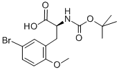 structure of CAS# 261165-03-1, (S)-N-Boc-(5-Bromo-2-Methoxyphenyl)Alanine;(2S)-3-(5-Bromo-2-Methoxy-Phenyl)-2-(Tert-Butoxycarbonylamino)Propanoate;(2S)-3-(5-Bromo-2-Methoxyphenyl)-2-[(Tert-Butoxy-Oxomethyl)Amino]Propanoate;(2S)-3-(5-Bromo-2-Methoxy-Phenyl)-2-(Tert-Butoxycarbonylamino)Propionate