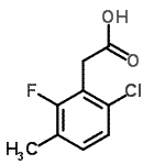 structure of CAS# 261762-93-0, (6-Chloro-2-Fluoro-3-Methylphenyl)Acetic Acid;6-CHLORO-2-FLUORO-3-METHYLPHENYLACETICACID;MFCD01631375