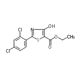 structure of CAS# 262856-01-9, Ethyl 2-(2,4-Dichlorophenyl)-4-Hydroxy-1,3-Thiazole-5-Carboxylate;5-THIAZOL<wbr>ECARBOXYL<wbr>ICACID, 2<wbr>-(2,4-DIC<wbr>HLOROPHEN<wbr>YL)-4-HYD<wbr>ROXY-, ET<wbr>HYL ESTER;Ethyl 2-(2,4-dichlorophenyl)-4-hydroxythiazole-5-carboxylate;ethyl-2-(2,4-DICHLOROPHENYL)-4-HYDROXYTHIAZOLE-5-CARBOXYLATE