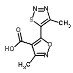 structure of CAS# 263385-59-7, 3-Methyl-5-(4-Methyl-1,2,3-Thiadiazol-5-Yl)-1,2-Oxazole-4-Carboxylic Acid;3-methyl-<wbr>5-(4-meth<wbr>yl(1,2,3-<wbr>thiadiazo<wbr>l-5-yl))i<wbr>soxazole-<wbr>4-carboxy<wbr>lic acid;3-Methyl-<wbr>5-(4-meth<wbr>yl-1,2,3-<wbr>thiadiazo<wbr>l-5-yl)is<wbr>oxazole-4<wbr>-carboxyl<wbr>ic acid;3-METHYL-<wbr>5-(4-METH<wbr>YL-1,2,3-<wbr>THIADIAZO<wbr>L-5-YL)IS<wbr>OXAZOLE-4<wbr>-CARBOXYL<wbr>ICACID