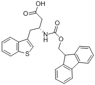 structure of CAS# 269396-51-2, Fmoc-(R)-3-Amino-4-(3-Benzothienyl)-Butyric Acid;N-(9-FLUORENYLMETHOXYCARBONYL)-(R)-3-AMINO-4-(3-BENZOTHIENYL)BUTANOIC ACID;N-BETA-(9-FLUORENYLMETHOXYCARBONYL)-D-HOMO(3-BENZOTHIENYL)ALANINE;FMOC-(R)-3-AMINO-4-(3-BENZOTHIENYL)BUTANOIC ACID