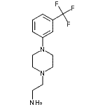 structure of CAS# 27144-85-0, 2-{4-[3-(Trifluoromethyl)Phenyl]-1-Piperazinyl}Ethanamine;2-{4-[(3,4-dichlorobenzyl)thio]butoxy}tetrahydro-2H-pyran;2-{4-[3-(trifluoromethyl)phenyl]piperazinyl}ethylamine;MFCD10686739
