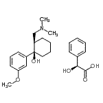 structure of CAS# 280565-80-2, (2S)-Hydroxy(Phenyl)Acetic Acid - (1R,2R)-2-[(Dimethylamino)Methyl]-1-(3-Methoxyphenyl)Cyclohexanol (1:1);(+)-cis-Tramadol (S)-(+)-mandelate;MFCD08752538