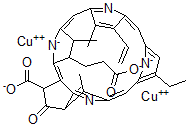 CAS#: 28849-57-2， 21-Carboxy-9-ethenyl-14-ethyl-4,8,18-trimethyl-20-oxo-3-Phorbinepropanoic acid copper complex