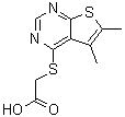 structure of CAS# 296262-16-3, [(5,6-Dimethylthieno[2,3-d]Pyrimidin-4-Yl)Sulfanyl]Acetic Acid;(5,6-Dimethyl-thieno[2,3- d ]pyrimidin-4-ylsulfany;(5,6-Dime<wbr>thyl-thie<wbr>no[2,3- d<wbr> ]pyrimid<wbr>in-4-ylsu<wbr>lfanyl)-a<wbr>cetic acid;(5,6-Dime<wbr>thyl-thie<wbr>no[2,3-d]<wbr>pyrimidin<wbr>-4-ylsulf<wbr>anyl)-ace<wbr>tic acid