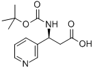 结构式 CAS# 297773-45-6, 叔丁氧羰基-(S)-3-氨基-3-(3-吡啶基)-丙酸