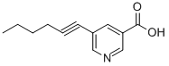 structure of CAS# 306935-31-9, 5-Hex-1-Ynylnicotinic Acid;5-HEX-1-YN-YLPYRIDINE-3-CARBOXYLIC ACID;5-HEX-1-YNYLNICOTINIC ACID;5-Hex-1-Ynylnicotinc Acid