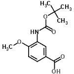 structure of CAS# 306937-12-2, 4-Methoxy-3-({[(2-Methyl-2-Propanyl)Oxy]Carbonyl}Amino)Benzoic Acid;3-((tert-butoxycarbonyl)amino)-4-methoxybenzoic acid;3-[(tert-Butoxycarbonyl)amino]-4-methoxybenzoic acid;3-[(tert-<wbr>Butoxycar<wbr>bonyl)ami<wbr>no]-4-met<wbr>hoxybenzo<wbr>ic acid, <wbr>tert-Buty<wbr>l (5-carb<wbr>oxy-2-met<wbr>hoxypheny<wbr>l)carbama<wbr>te