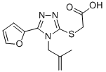 structure of CAS# 307327-49-7, [5-Furan-2-Yl-4-(2-Methyl-Allyl)-4 H-[1,2,4]Triazol-3-Ylsulfanyl]-Acetic Acid;2-[[5-(2-Furyl)-4-(2-Methylprop-2-Enyl)-1,2,4-Triazol-3-Yl]Sulfanyl]Acetate;2-[[5-(2-Furyl)-4-(2-Methylprop-2-Enyl)-1,2,4-Triazol-3-Yl]Thio]Acetate;2-[[5-Furan-2-Yl-4-(2-Methylprop-2-Enyl)-1,2,4-Triazol-3-Yl]Sulfanyl]Ethanoate