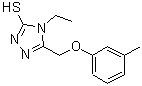structure of CAS# 307327-55-5, 4-Ethyl-5-[(3-Methylphenoxy)Methyl]-4H-1,2,4-Triazole-3-Thiol;4-Ethyl-5<wbr>-[(3-meth<wbr>ylphenoxy<wbr>)methyl]-<wbr>4H-1,2,4-<wbr>triazole-<wbr>3-thiol;4-Ethyl-5-m-tolyloxymethyl-4H-[1,2,4]triazole-3-thiol;MFCD01163895