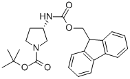 structure of CAS# 307531-88-0, (S)-(+)-N-Boc-3-N-Fmoc-Aminopyrrolidine;(S)-1-BOC-3-FMOC-AMINOPYRROLIDINE;(S)-N-BOC-3-FMOC-AMINOPYRROLIDINE