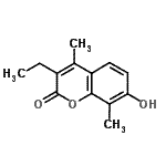 结构式 CAS# 31575-15-2, 3-乙基-7-羟基-4,8-二甲基-2H-苯并吡喃-2-酮