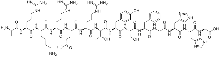 CAS#: 324029-01-8， L-Alanyl-L-arginyl-L-lysyl-L-arginyl-L-a-glutamyl-L-arginyl-L-threonyl-L-tyrosyl-L-seryl-L-phenylalanylglycyl-L-histidyl-L-histidyl-L-Alanine