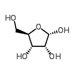 structure of CAS# 32445-75-3, alpha-D-Ribofuranose;(2S,3R,4S,5R)-5-(hydroxymethyl)tetrahydrofuran-2,3,4-triol;a-d-ribose;PH7