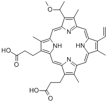 CAS#: 327050-60-2， 12-Ethenyl-7-(1-Methoxyethyl)-3,8,13,17-Tetramethyl-21H,23H-Porphine-2,18-Dipropanoic acid