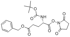 structure of CAS# 32886-40-1, Boc-Glu(Obzl)-Osu;(2,5-Dioxopyrrolidin-1-Yl) Phenylmethyl 2-(Tert-Butoxycarbonylamino)Pentanedioate;2-[(Tert-Butoxy-Oxomethyl)Amino]Pentanedioic Acid (2,5-Dioxo-1-Pyrrolidinyl) Ester Phenylmethyl Ester;2-(Tert-Butoxycarbonylamino)Glutaric Acid Succinimido Ester Benzyl Ester