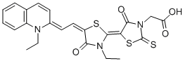 CAS#: 33006-61-0， 2-[(5Z)-5-[(5E)-3-Ethyl-5-[(2Z)-2-(1-Ethylquinolin-2-Ylidene)Ethylidene]-4-Oxo-1,3-Thiazolidin-2-Ylidene]-4-Oxo-2-Sulfanylidene-1,3-Thiazolidin-3-Yl]Acetic Acid