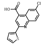 structure of CAS# 33289-51-9, 6-Chloro-2-(2-Thienyl)-4-Quinolinecarboxylic Acid;2-[2-Thienyl]-6-chlorocinchoninic acid;6-Chloro-2-(2-thienyl)-4-quinolinecarboxylic acid;6-Chloro-2-(2-thienyl)-4-quinolinecarboxylic acid #