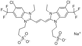 CAS 登录号：33628-07-8， 钠4-[5-氯-2-[(E,3E)-3-[6-氯-1-乙基-3-(4-磺酸丁基)-5-(三氟甲基)苯并咪唑-2-亚基]丙-1-烯基]-3-乙基-6-(三氟甲基)苯并咪唑-1-鎓-1-基]丁烷-1-磺酸盐