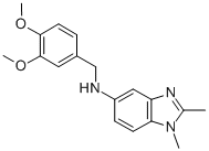structure of CAS# 337925-60-7, N-[(3,4-Dimethoxyphenyl)Methyl]-1,2-Dimethylbenzimidazol-5-Amine;N-[(3,4-Dimethoxyphenyl)Methyl]-1,2-Dimethyl-Benzimidazol-5-Amine;N-[(3,4-Dimethoxyphenyl)Methyl]-1,2-Dimethyl-5-Benzimidazolamine;(3,4-Dimethoxybenzyl)-(1,2-Dimethylbenzimidazol-5-Yl)Amine
