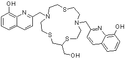 CAS#: 343372-34-9， 2,2'-{[2-(Hydroxymethyl)-1,4,10-Trithia-7,13-Diazacyclopentadecane-7,13-Diyl]Bis(Methylene)}Di(8-Quinolinol)