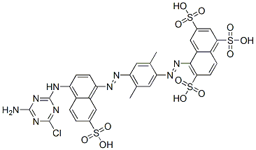 CAS 登录号：3445-91-8， 5-[4-[4-[(4-氨基-6-氯-1,3,5-三嗪-2-基)氨基]-7-磺基萘-1-基]偶氮-2,5-二甲基苯基]偶氮萘-1,3,6-三磺酸