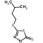 structure of CAS# 344926-02-9, 5-[(3-Methylbutyl)Sulfanyl]-1,3,4-Thiadiazole-2(3H)-Thione;5-(3-Methyl-butylsulfanyl)-[1,3,4]thiadiazole-2-thiol;5-(3-Methylbutylthio)-1,3,4-thiadiazol-2-thiol;5-(3-methylbutylthio)-1,3,4-thiadiazole-2-thiol