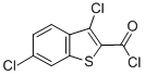 structure of CAS# 34576-85-7, 3,6-Dichloro-Benzo[b]Thiophene-2-Carbonyl Chloride;Benzo[B]Thiophene-2-Carbonyl Chloride, 3,6-Dichloro-;3,6-DICHLORO-BENZO[B]THIOPHENE-2-CARBONYL CHLORIDE;3,6-DICHLORO-1-BENZOTHIOPHENE-2-CARBONYL CHLORIDE