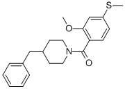 structure of CAS# 349087-34-9, (4-Benzylpiperidin-1-yl)-(2-methoxy-4-methylsulfanylphenyl)methanone;1-[2-Methoxy-4-(Methylthio)Benzoyl]-4-(Phenylmethyl)Piperidine;1-[2-Methoxy-4-(Methylthio)Benzoyl]-4-Benzylpiperidine;JX401