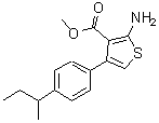 结构式 CAS# 350990-15-7, 2-氨基-4-(4-仲丁基苯基)-3-噻吩羧酸甲酯