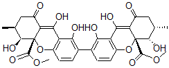CAS#: 35287-71-9， Methyl (3S,4S,4aR)-7-[(5S,6S,10aR)-1,5,9-Trihydroxy-10alpha-Methoxycarbonyl-6-Methyl-8-Oxo-6,7-Dihydro-5H-Xanthen-2-Yl]-4,8,9-Trihydroxy-3-Methyl-1-Oxo-3,4-Dihydro-2H-Xanthene-4alpha-Carboxylate