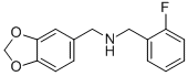 structure of CAS# 355815-61-1, Benzo[1,3]Dioxol-5-Ylmethyl-(2-Fluoro-Benzyl)-Amine;(1,3-Benzodioxol-5-Ylmethyl)(2-Fluorobenzyl)Amine(SALTDATA: Hbr);N-(1,3-BENZODIOXOL-5-YLMETHYL)-N-(2-FLUOROBENZYL)AMINE;BENZO[1,3]DIOXOL-5-YLMETHYL-(2-FLUORO-BENZYL)-AMINE