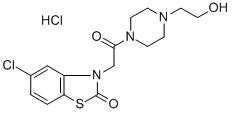结构式 CAS# 35941-71-0, 4-[(5-氯-2-氧代-2H-苯并噻唑-3-基)乙酰基]哌嗪-1-乙醇单盐酸盐