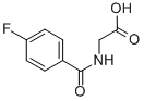 structure of CAS# 366-79-0, (4-Fluoro-Benzoylamino)-Acetic Acid;2-[[(4-Fluorophenyl)-Oxomethyl]Amino]Acetate;2-[(4-Fluorophenyl)Carbonylamino]Ethanoate;Zinc00077858