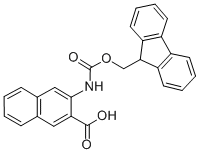 structure of CAS# 372159-75-6, Fmoc-3-Amino-2-Naphthoic Acid;2-Naphthalenecarboxylicacid,3-[[(9H-Fluoren-9-Ylmethoxy)Carbonyl]Amino]-(9CI);3-(9H-FLUOREN-9-YLMETHOXYCARBONYLAMINO)-NAPHTHALENE-2-CARBOXYLIC ACID;3-(FMOC-AMINO)-2-NAPHTHOIC ACID
