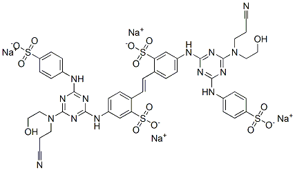 CAS#: 37515-76-7， Tetrasodium 5-[[4-(2-Cyanoethyl-(2-Hydroxyethyl)Amino)-6-[(4-Sulfonatophenyl)Amino]-1,3,5-Triazin-2-Yl]Amino]-2-[(E)-2-[4-[[4-(2-Cyanoethyl-(2-Hydroxyethyl)Amino)-6-[(4-Sulfonatophenyl)Amino]-1,3,5-Triazin-2-Yl]Amino]-2-Sulfonatophenyl]Ethenyl]Benzenesulfonate