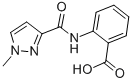 structure of CAS# 385383-59-5, 2-[(1-Methylpyrazole-3-Carbonyl)Amino]Benzoic acid;2-[[(1-Methyl-3-Pyrazolyl)-Oxomethyl]Amino]Benzoate;2-[(1-Methylpyrazol-3-Yl)Carbonylamino]Benzoate;Zinc00135952