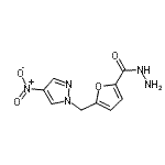 structure of CAS# 387344-74-3, 5-[(4-Nitro-1H-Pyrazol-1-Yl)Methyl]-2-Furohydrazide;5-({4-nitro-1H-pyrazol-1-yl}methyl)-2-furohydrazide;5-(4-Nitro-pyrazol-1-ylmethyl)-furan-2-carboxylic;5-(4-Nitro-pyrazol-1-ylmethyl)-furan-2-carboxylicacid