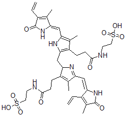 CAS#: 39084-19-0， 2-[3-[5-[(E)-(3-Ethenyl-4-Methyl-5-Oxopyrrol-2-Ylidene)Methyl]-2-[[5-[(E)-(4-Ethenyl-3-Methyl-5-Oxopyrrol-2-Ylidene)Methyl]-4-Methyl-3-[3-Oxo-3-(2-Sulfoethylamino)Propyl]-1H-Pyrrol-2-Yl]Methyl]-4-Methyl-2H-Pyrrol-3-Yl]Propanoylamino]Ethanesulfonic Acid