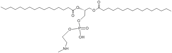 structure of CAS# 3930-13-0, 1,2-Dipalmitoyl-Sn-Glycero-3-Phospho-(N-Methyl)-Ethanolamine;[1-(Hexadecanoyloxymethyl)-2-(Hydroxy-(2-Methylaminoethoxy)Phosphoryl)Oxy-Ethyl] Hexadecanoate;Hexadecanoic Acid [1-[(Hydroxy-(2-Methylaminoethoxy)Phosphoryl)Oxymethyl]-2-(1-Oxohexadecoxy)Ethyl] Ester;Palmitic Acid [1-(Hexadecanoyloxymethyl)-2-(Hydroxy-(2-Methylaminoethoxy)Phosphoryl)Oxy-Ethyl] Ester