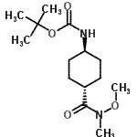 structure of CAS# 400898-92-2, 2-Methyl-2-Propanyl {trans-4-[Methoxy(Methyl)Carbamoyl]Cyclohexyl}Carbamate;MFCD08436075;tert-buty<wbr>l ((1r,4r<wbr>)-4-(meth<wbr>oxy(methy<wbr>l)carbamo<wbr>yl)cycloh<wbr>exyl)carb<wbr>amate;tert-Buty<wbr>l trans-4<wbr>-(N-metho<wbr>xy-N-meth<wbr>ylcarbamo<wbr>yl)cycloh<wbr>exylcarba<wbr>mate