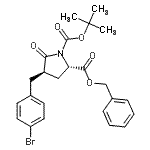 structure of CAS# 401793-01-9, 2-Benzyl 1-(2-Methyl-2-Propanyl) (2S,4R)-4-(4-Bromobenzyl)-5-Oxo-1,2-Pyrrolidinedicarboxylate;(4R)-Boc-4-(4-bromobenzyl)-L-pyroglutamic acid benzyl ester;(4R)-Boc-4-(4-bromobenzyl)-Pyr-OBzl;Benzyl (2<wbr>S,4R)-1-B<wbr>oc-4-(4-b<wbr>romobenzy<wbr>l)-5-oxo-<wbr>2-pyrroli<wbr>dinecarbo<wbr>xylate