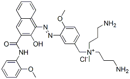 CAS#: 40948-95-6， Bis(3-Aminopropyl)[3-[[2-Hydroxy-3-[[(2-Methoxyphenyl)Amino]Carbonyl]-1-Naphthyl]Azo]-4-Methoxybenzyl]Methylammonium Chloride