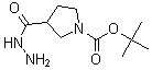 structure of CAS# 411238-88-5, 1-Boc-3-hydrazinocarbonylpyrrolidine;3-(Hydrazinecarbonyl)-1-Pyrrolidinecarboxylic Acid Tert-Butyl Ester;3-Carbazoylpyrrolidine-1-Carboxylic Acid Tert-Butyl Ester;Tert-Butyl 3-(Aminocarbamoyl)Pyrrolidine-1-Carboxylate
